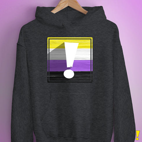 Nonbinary Pride Flag Exclamation Point Hoodie